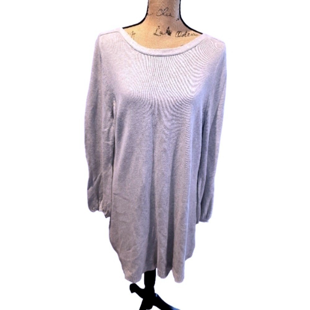 Lane Bryant Cozy Light Gray Boat Neck Tunic Length Long Sweater Plus Size 18 20‎